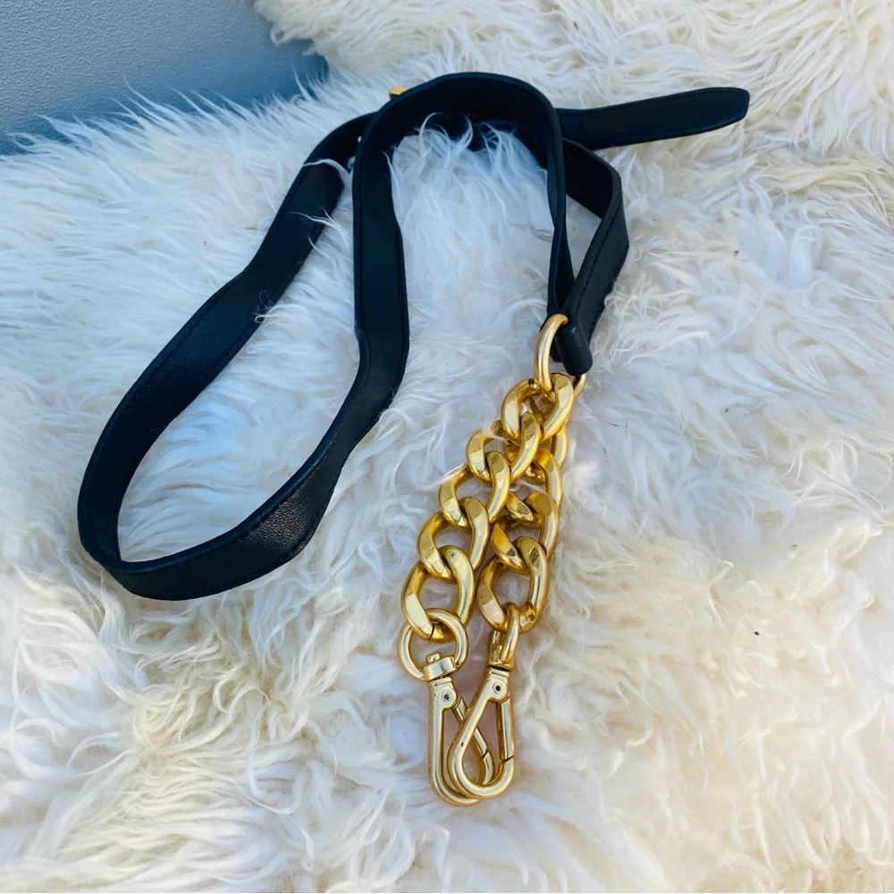 MICHAEL KORS black leather gold chain bag strap purse - Picture 2 of 5